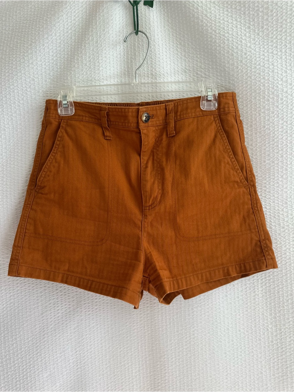 Madewell High Rise Rust Brown Cotton Stretch Shorts Size: Small